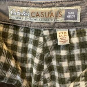 Cabela’s Men’s 36x34 Aged Khakis Flannel Lined 100% Cotton Pants Casual Outdoor